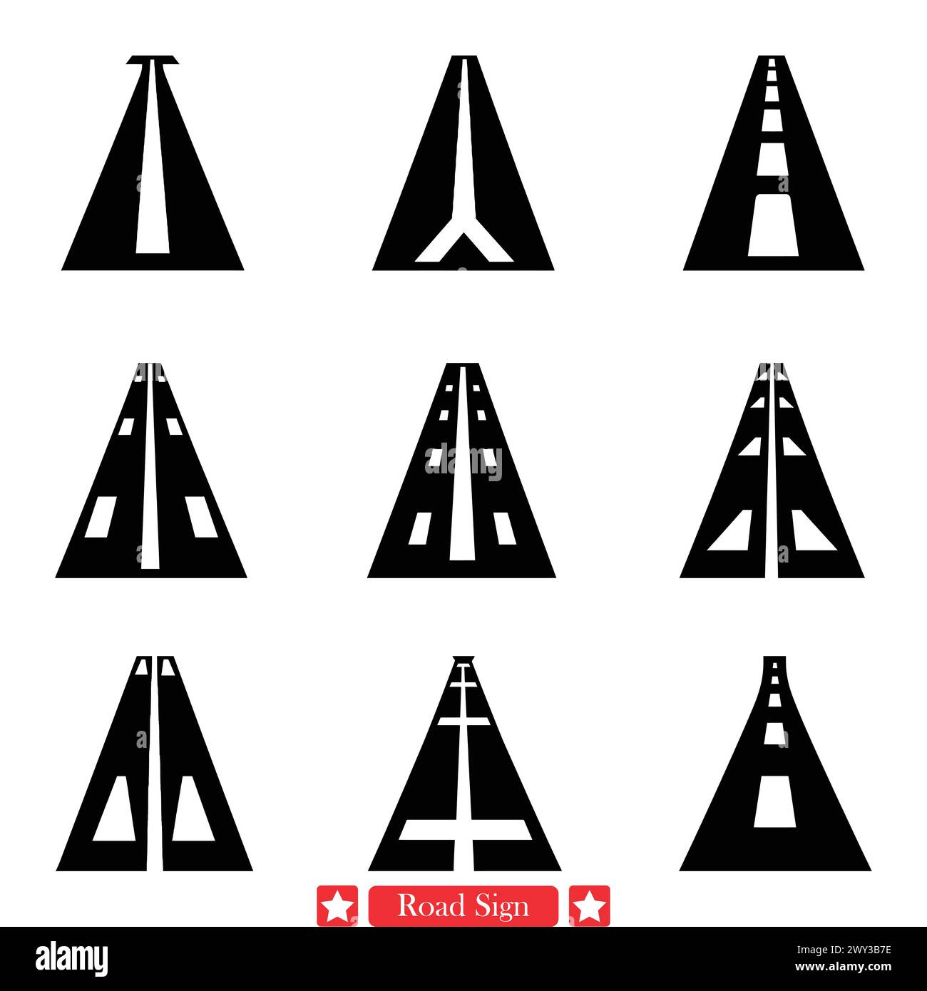 Set vettoriale per segnali stradali Traveler's Toolkit per grafica di navigazione Illustrazione Vettoriale