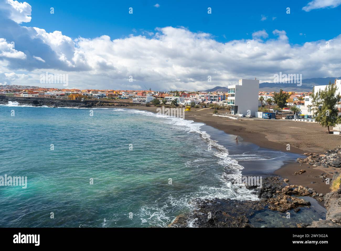 La splendida spiaggia di la Garita (Telde), Gran Canaria, Isole Canarie Foto Stock