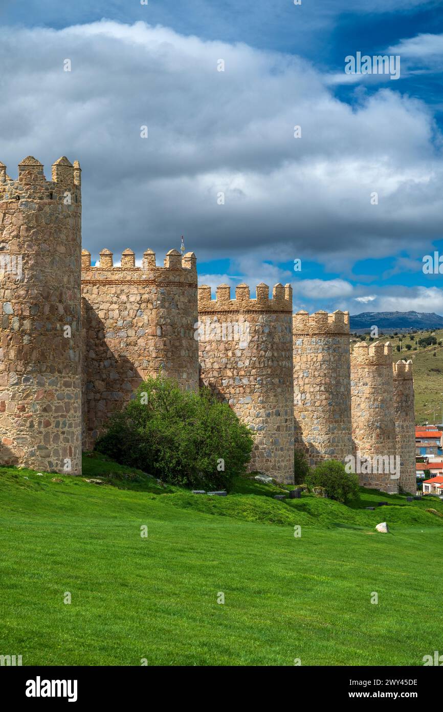 Mura medievali, Avila, Castiglia e León, Spagna Foto Stock