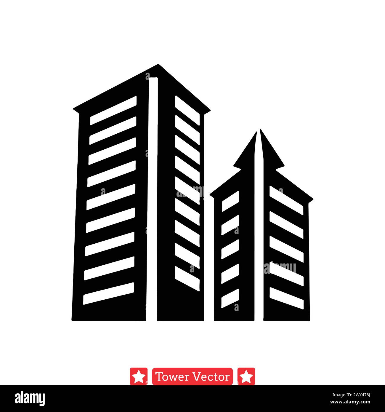 Icone della Metropolitan Majesty Tower per la pianificazione urbana e le illustrazioni dello skyline della città Illustrazione Vettoriale
