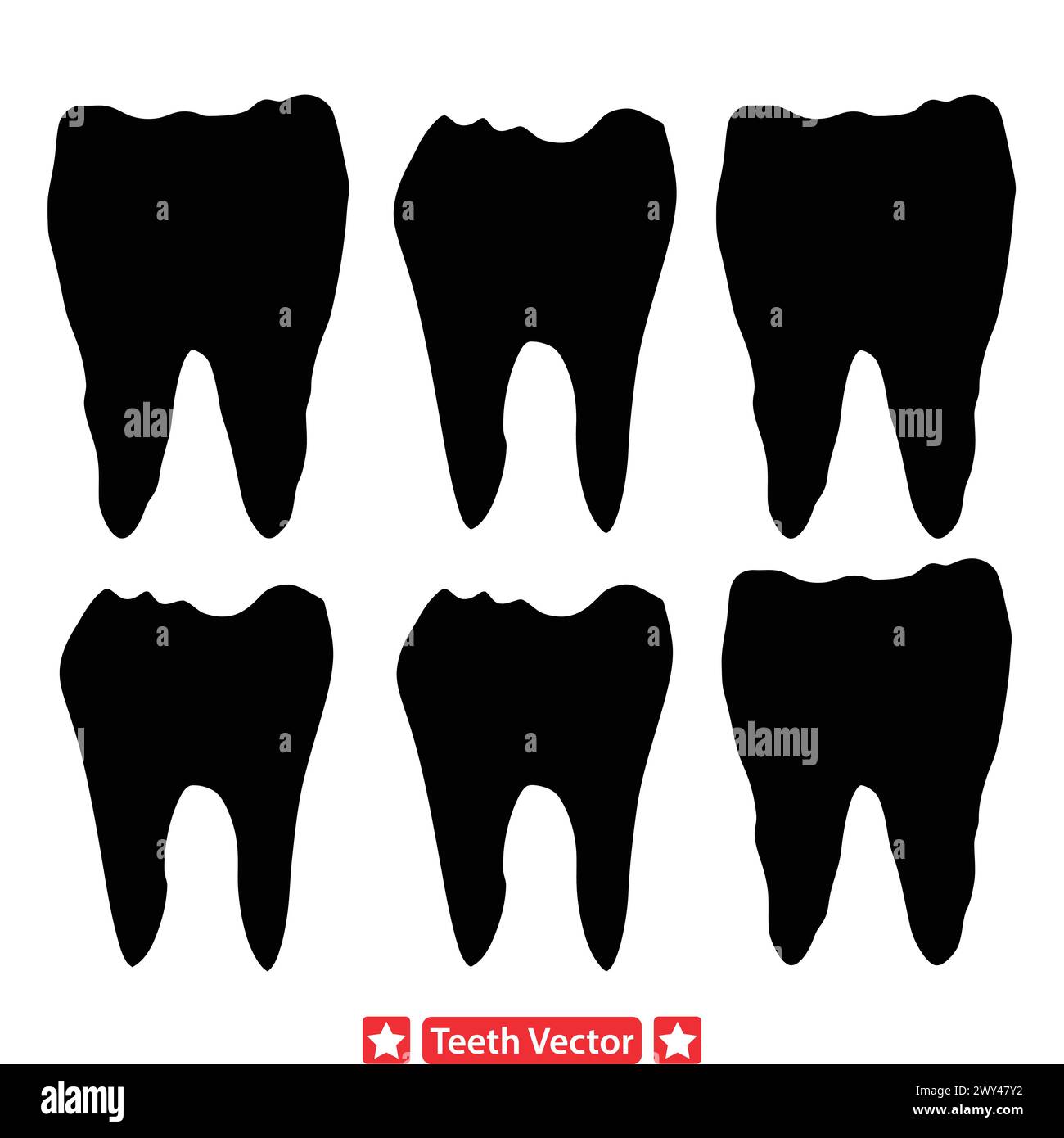 Silhouette vettoriali di Tooth Tales raffiguranti la diversità dentale Illustrazione Vettoriale