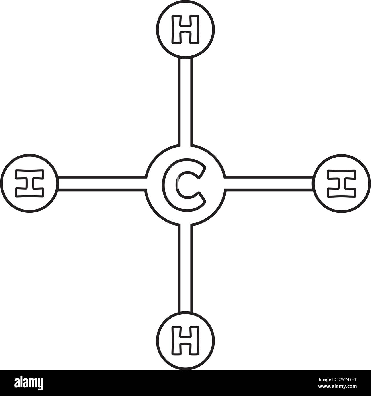 Disegno del simbolo dell'icona della molecola di metano Illustrazione Vettoriale