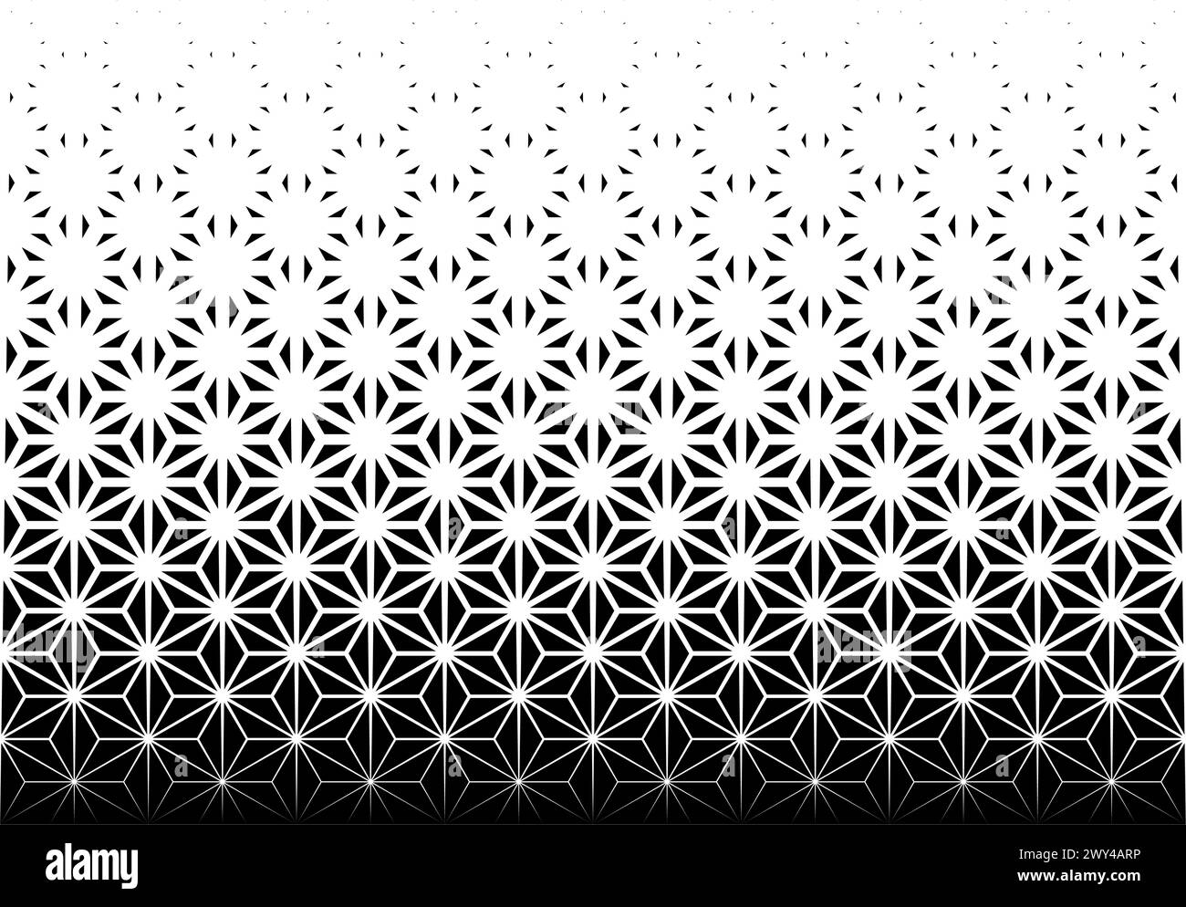 Pattern geometrico di figure nere su sfondo bianco.senza giunture in una direzione.opzione con un METODO di dissolvenza in uscita.raggio MEDIO. Illustrazione Vettoriale