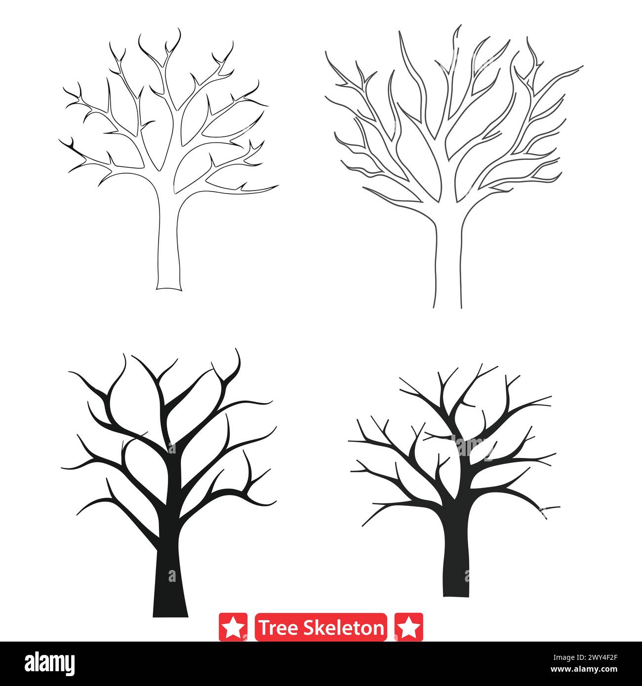 Sentinelle spettrali disegni vettoriali dello scheletro dell'albero divino Illustrazione Vettoriale