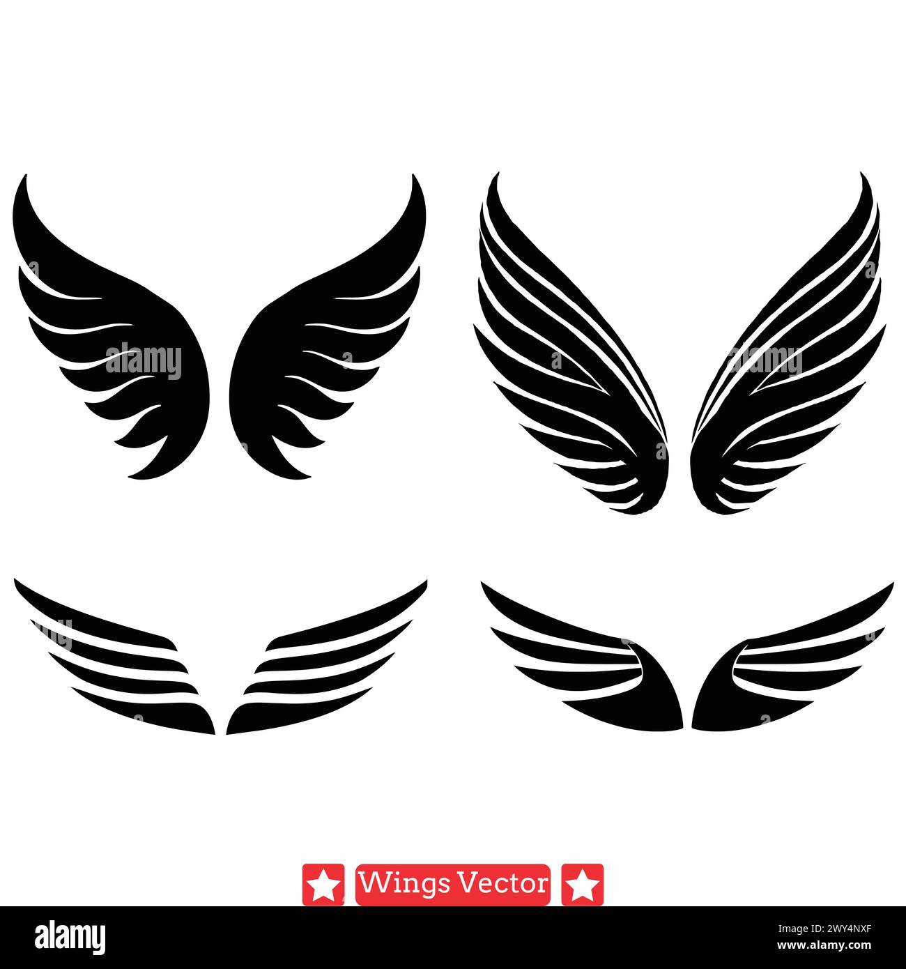 Heavenly Visions ha dettagliato Wings Vector Collection per artisti Illustrazione Vettoriale