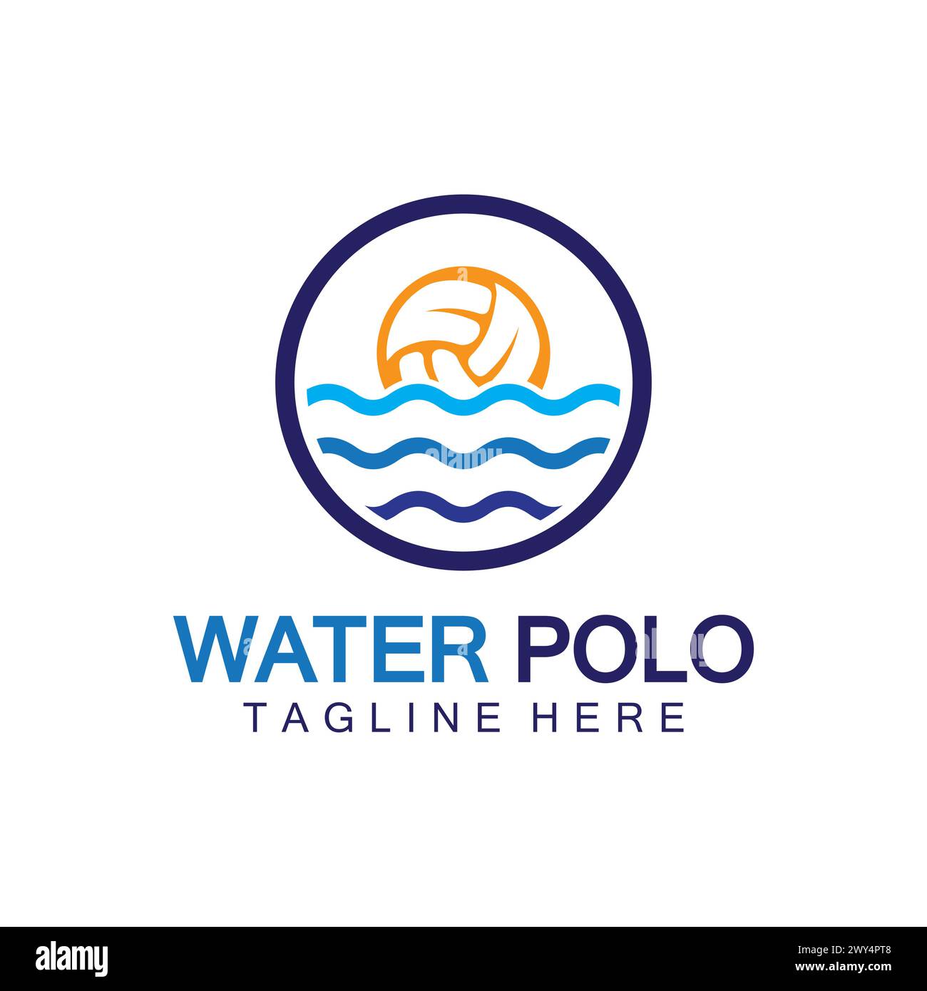 Logo della polo d'acqua, disegno dell'icona vettoriale. pallanuoto sportivo con logo Illustrazione Vettoriale