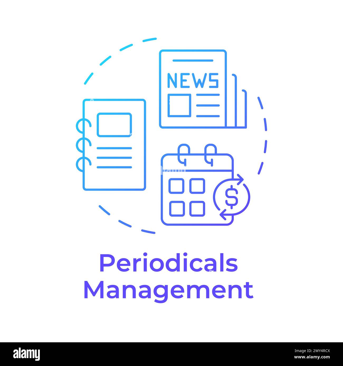 Icona Concept gradiente blu gestione periodici Illustrazione Vettoriale