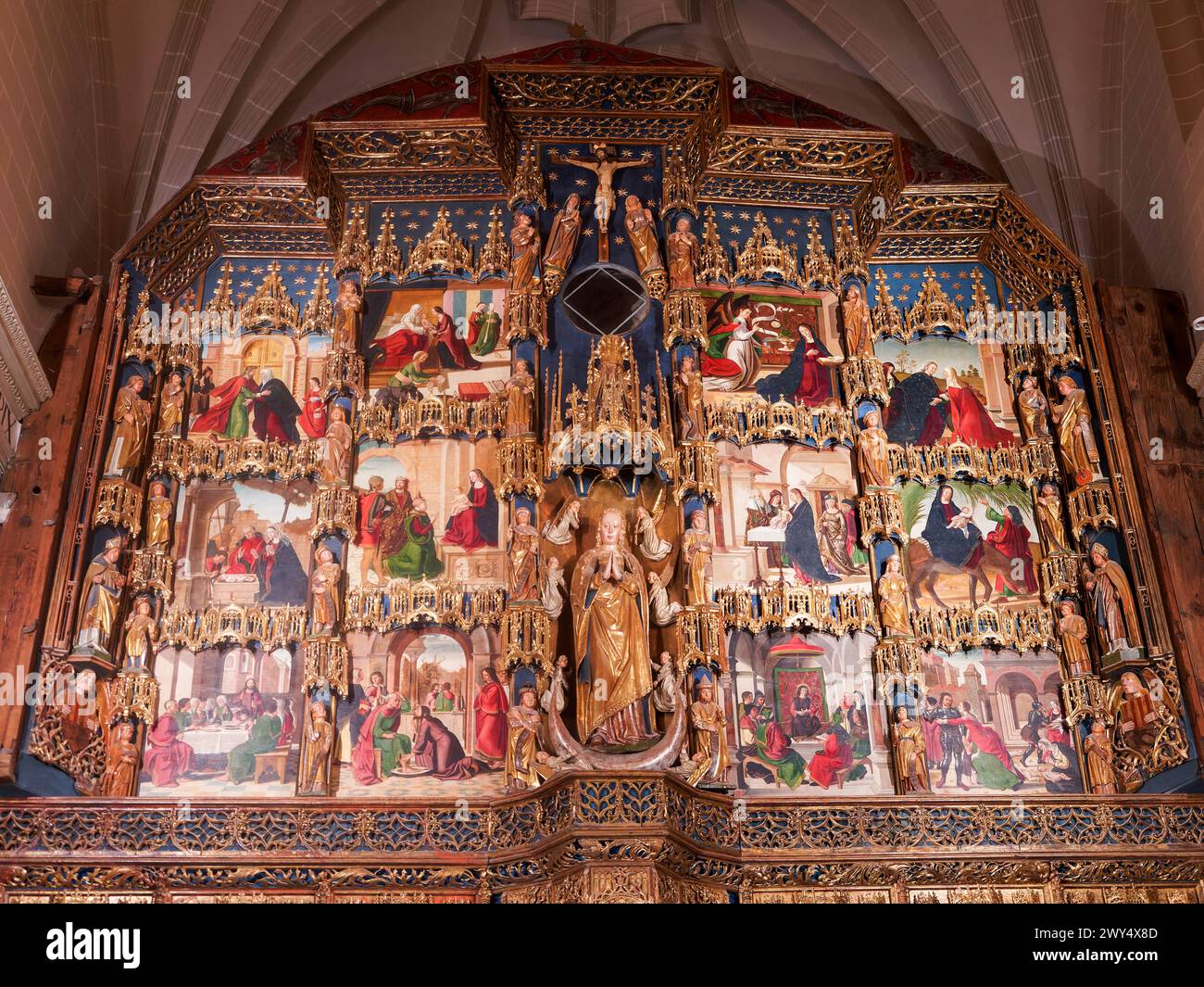 BOLEA HUESCA ARAGON SPAGNA. Chiesa collegiata gotica. Chiesa la chiesa collegiata di Santa María la Mayor nella città di Bolea, provincia di Aragona Foto Stock