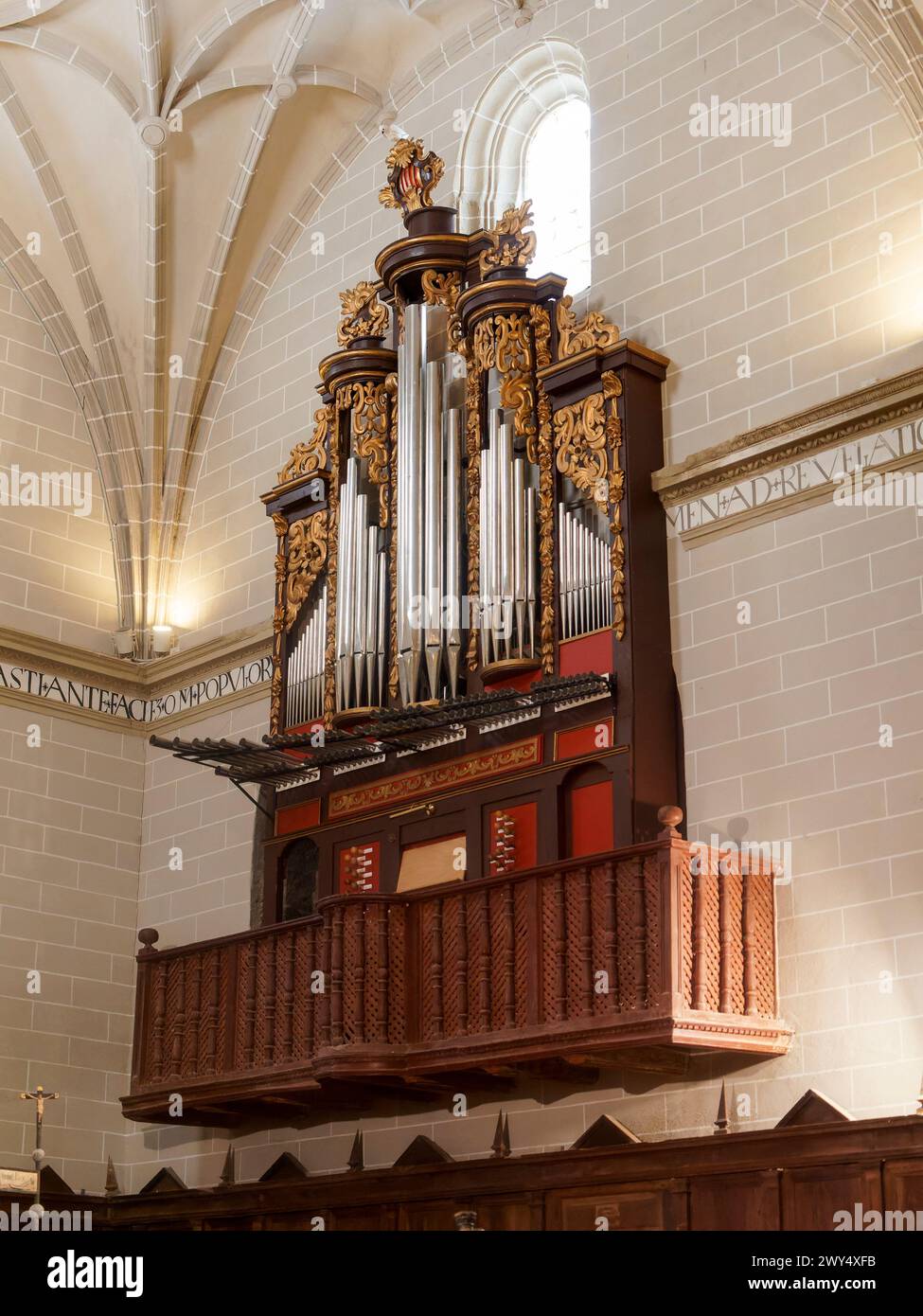 BOLEA HUESCA ARAGON SPAGNA. Chiesa collegiata gotica. Chiesa la chiesa collegiata di Santa María la Mayor nella città di Bolea, provincia di Aragona Foto Stock