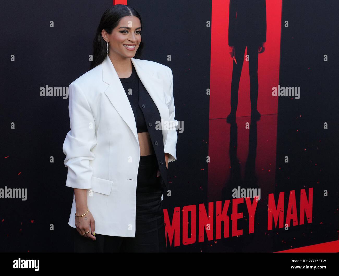Lilly Singh alla prima mondiale di Los Angeles, L'UOMO SCIMMIA della Universal Pictures, tenutasi al TCL Chinese Theatre di Hollywood, CALIFORNIA, mercoledì 3 aprile 2024. (Foto di Sthanlee B. Mirador/Sipa USA) Foto Stock