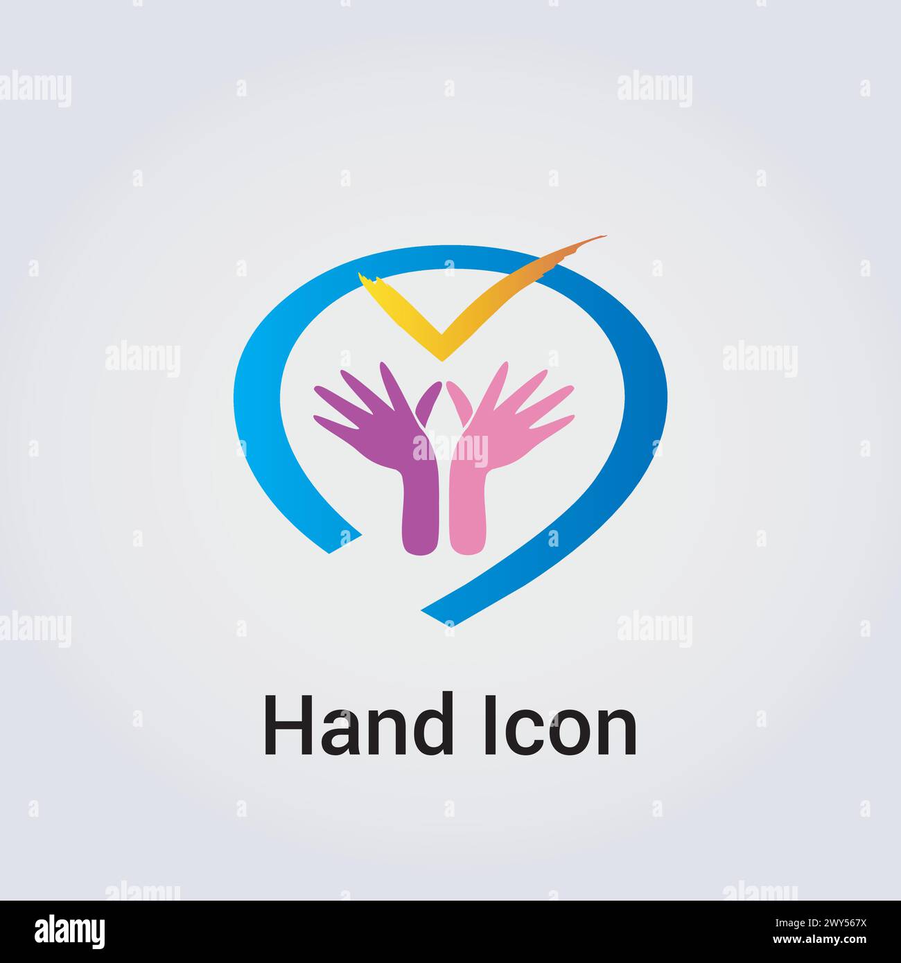Icona mani Spiritualità aiutare solidarietà compassione cura amore preghiera Logo colori multipli diversità Illustrazione Vettoriale