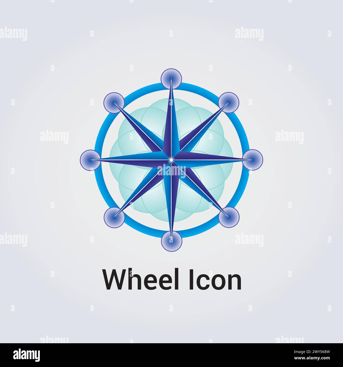 Icona ruota Fiore della vita Logo destino destino simbolo Dharma Chakra cerchio rotondo illustrazione vettoriale infinità Illustrazione Vettoriale