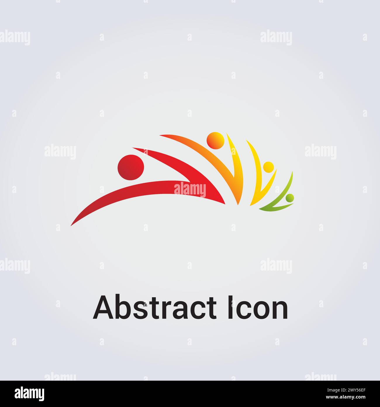 Icona astratta Logo Design forme primarie sagome sagome People Dance Star Circle Clover varie rete di comunicazione Rainbow Colors Vector Illustrazione Vettoriale
