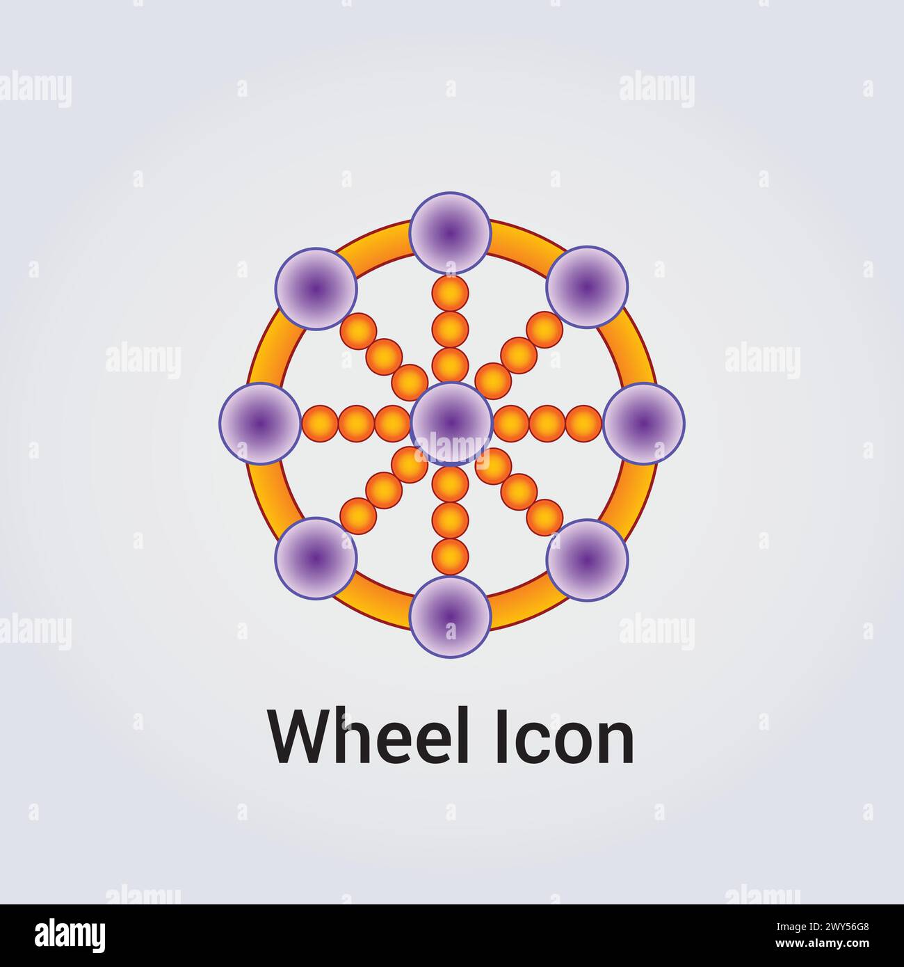 Icona ruota Fiore della vita Logo destino destino simbolo Dharma Chakra cerchio rotondo illustrazione vettoriale infinità Illustrazione Vettoriale