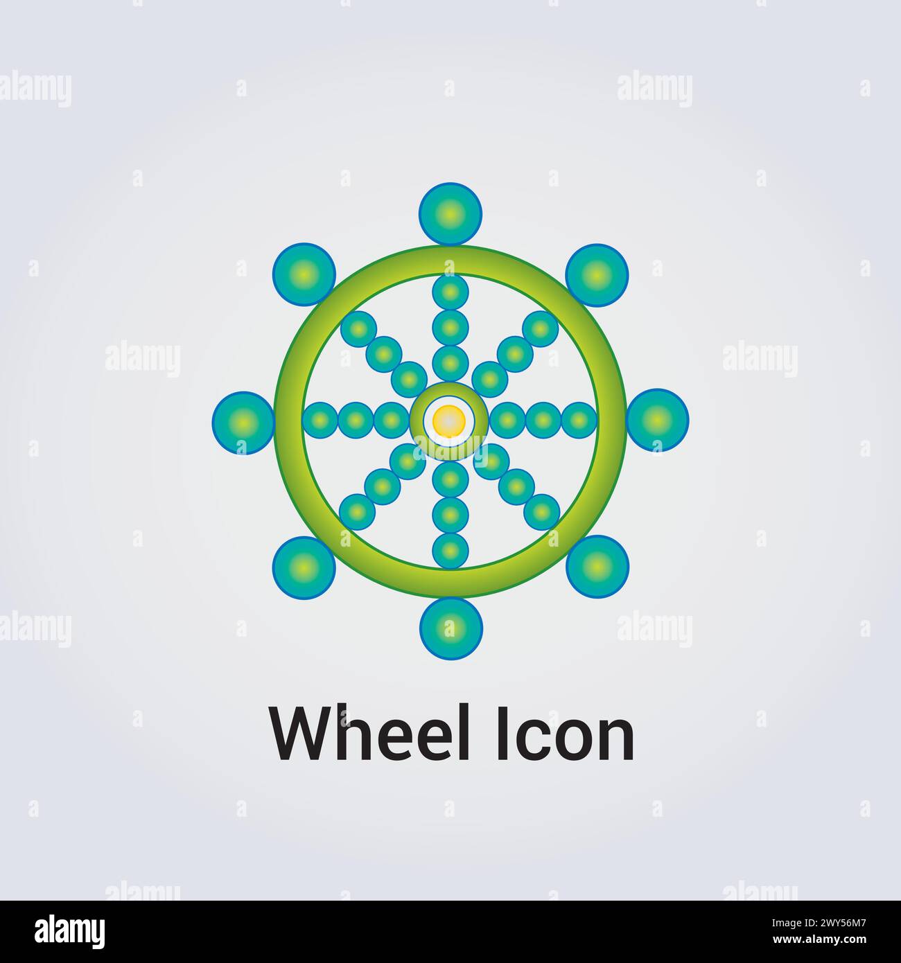 Icona ruota Fiore della vita Logo destino destino simbolo Dharma Chakra cerchio rotondo illustrazione vettoriale infinità Illustrazione Vettoriale