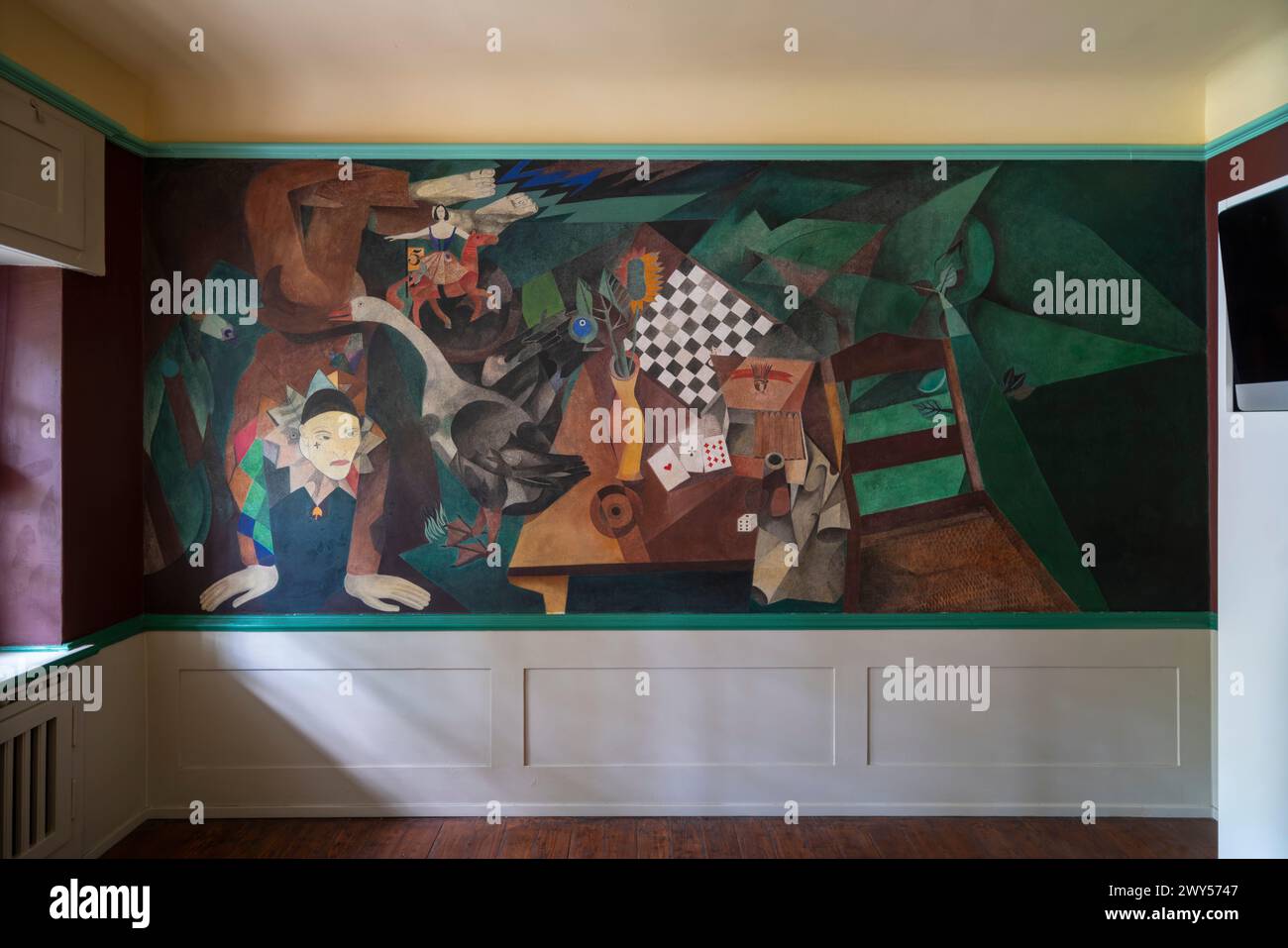 Krefeld, Villa Merländer, Wohnhaus von Richard Merländer, 1924/25 von Friedrich Kühnen erbaut, „Campendonck-Zimmer“ mit wiederentdeckten Fresken von H. Foto Stock