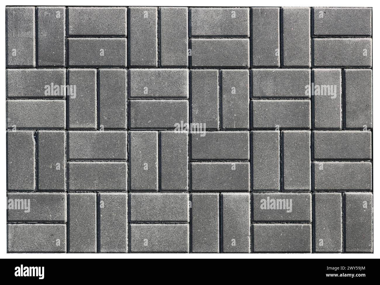 La pavimentazione in calcestruzzo è sistemata su sfondo isquarato. Isolato Foto Stock
