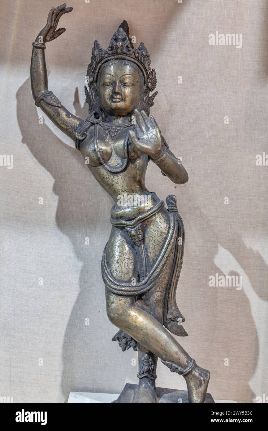 Dvarapala, Dvarapalaka, IX secolo, bronzo, Sri Pratap Singh Museum, Srinagar, Kashmir, India Foto Stock
