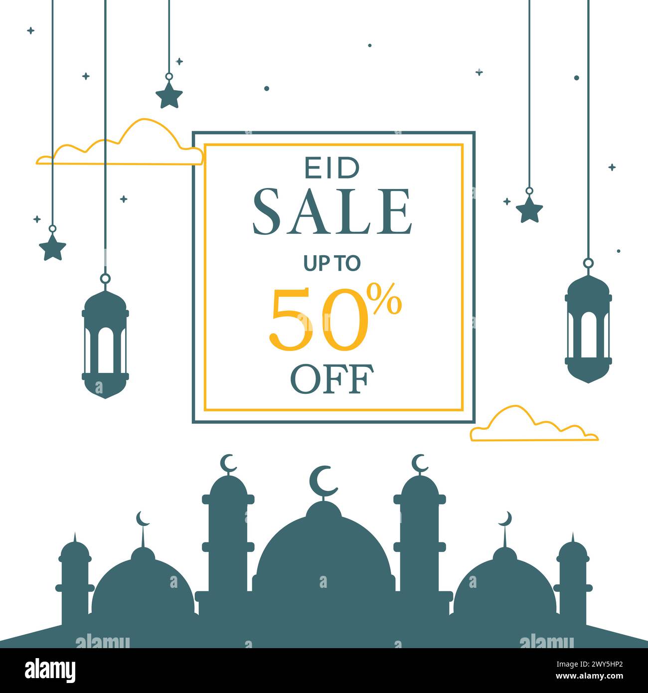 Modello post sui social media di vendita EID. EID Special Offer Concept Design Illustrazione Vettoriale