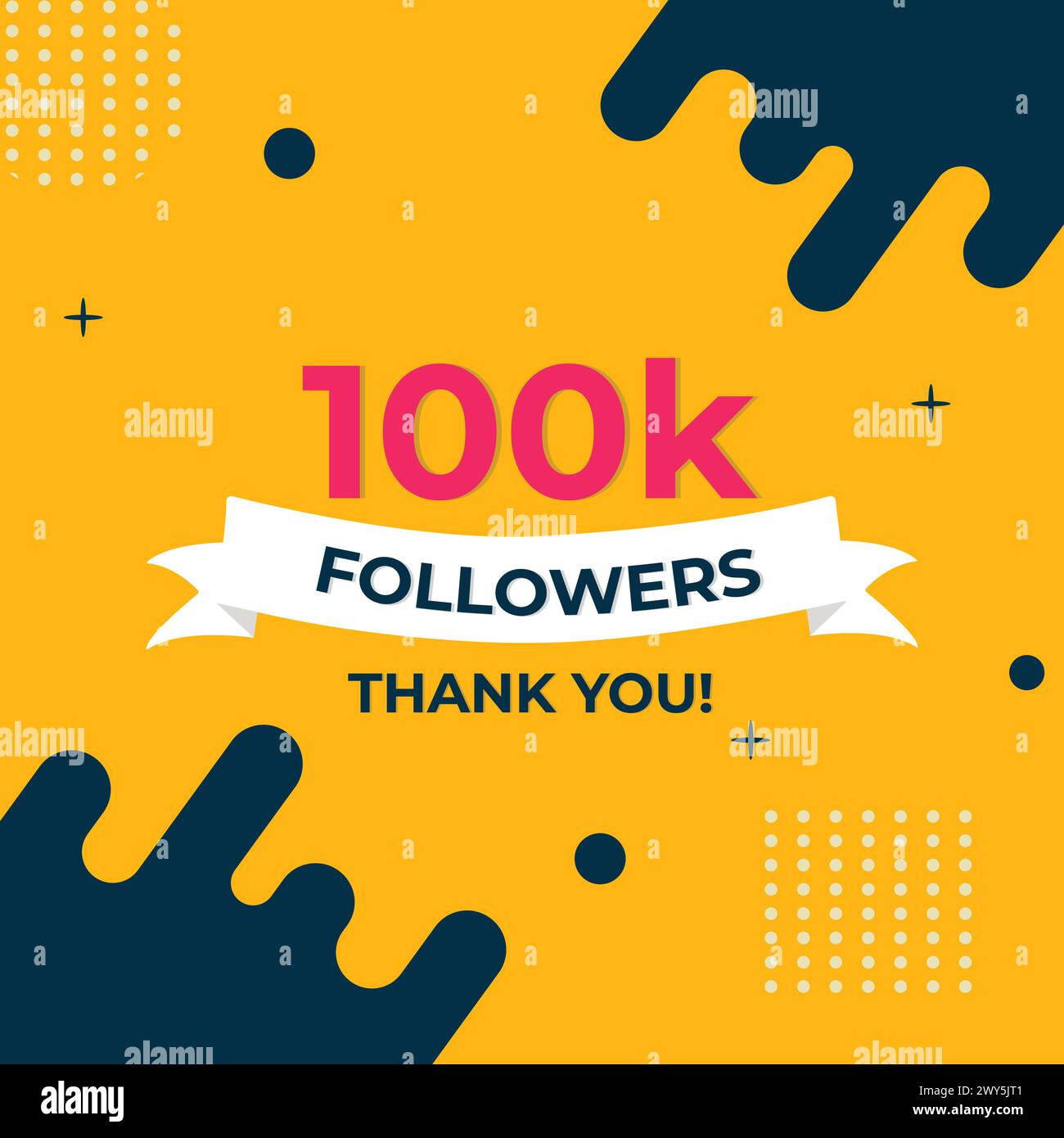 100k follower Special, moderno design colorato per il design di banner celebrativi. Follower Congratulazioni background Social Media Concept Illustrazione Vettoriale