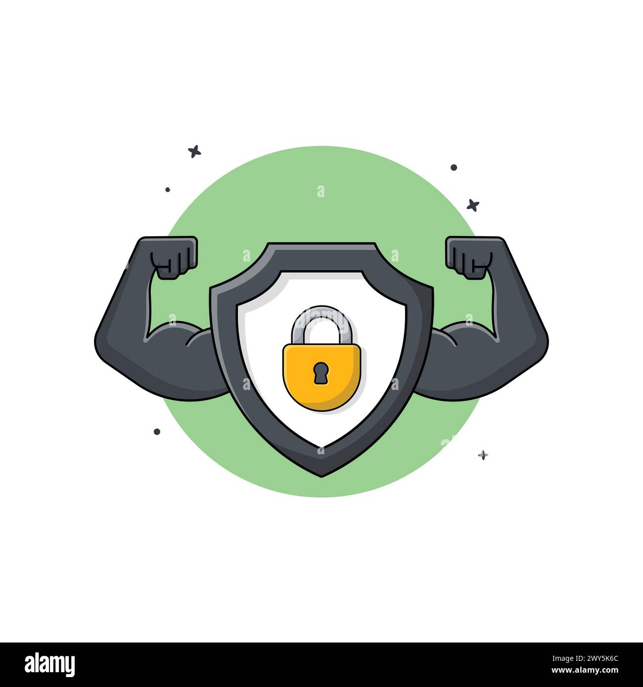 Illustrazione del vettore di sicurezza. Concetto di sicurezza informatica e protezione dei dati Illustrazione Vettoriale