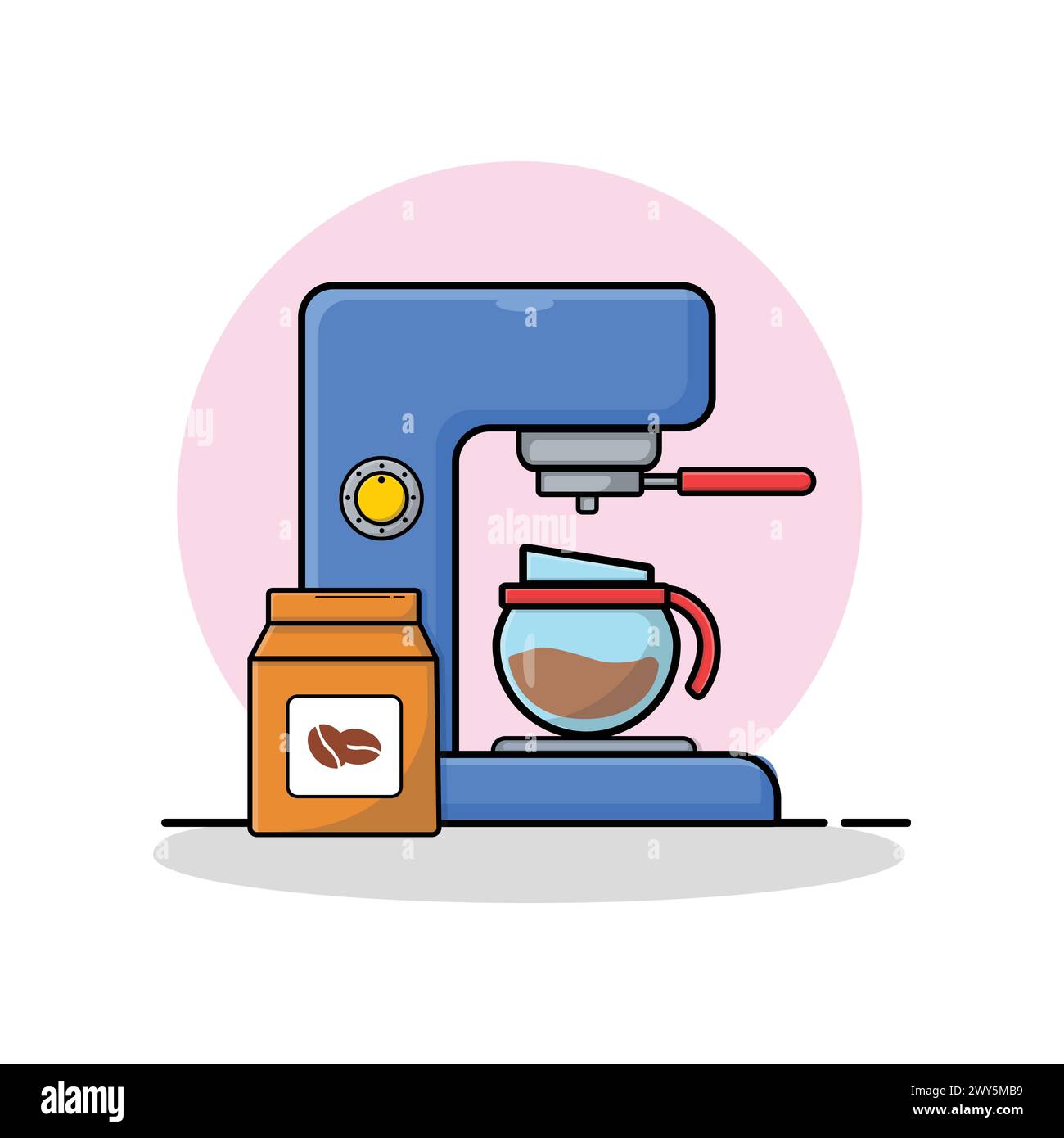 Illustrazione vettoriale della macchina macinacaffè. Concetto di attrezzature da cucina Illustrazione Vettoriale