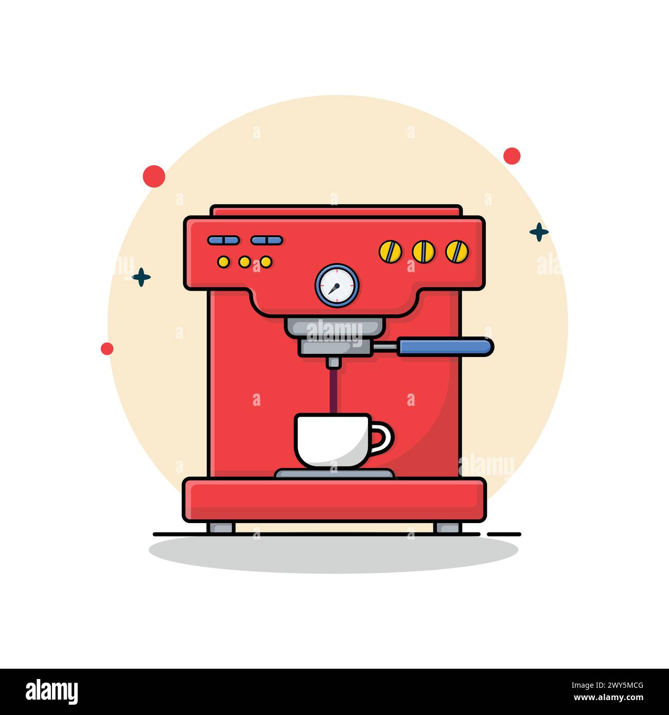 Illustrazione Vector della macchina per il caffè. Progettazione di attrezzature da cucina Illustrazione Vettoriale