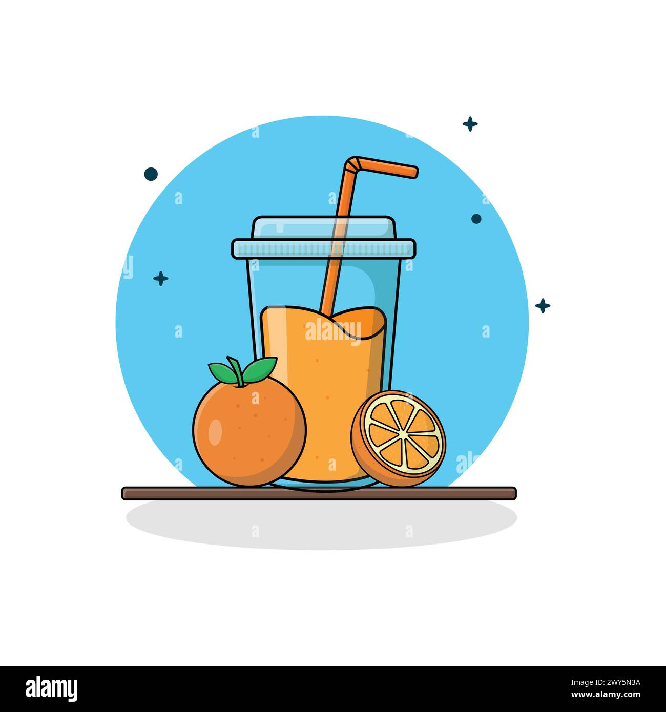 Illustrazione del vettore del succo d'arancia. Concetto di succo di frutta fresca Illustrazione Vettoriale