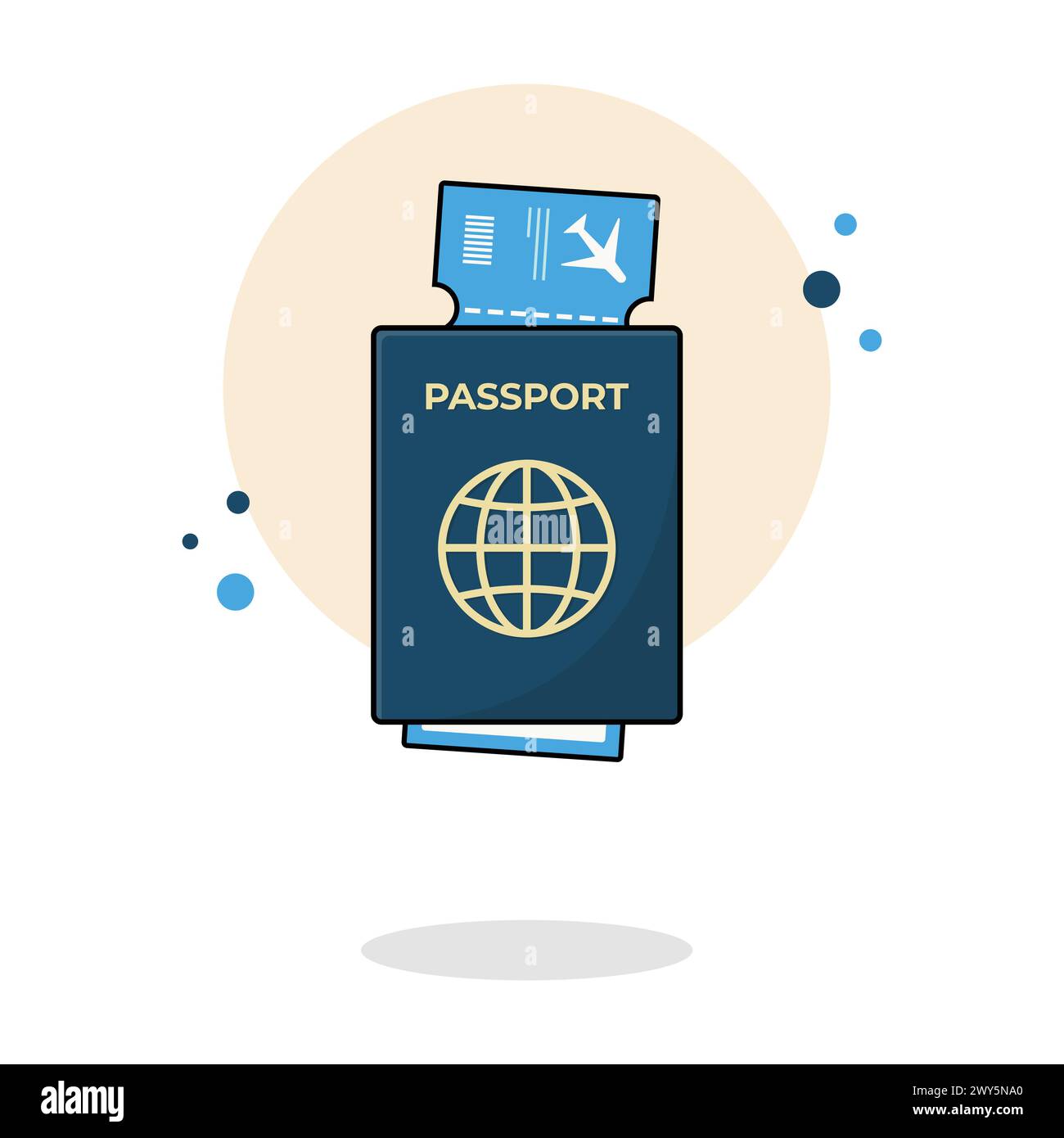 Passaporto con illustrazione del vettore di biglietti. Design in stile cartone animato piatto Illustrazione Vettoriale
