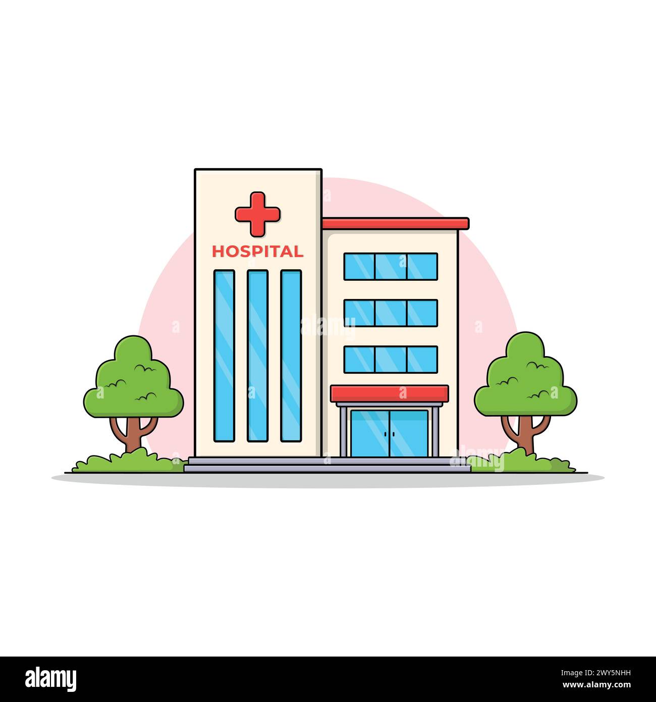 Progettazione dell'illustrazione del vettore piatto dell'edificio dell'ospedale Illustrazione Vettoriale