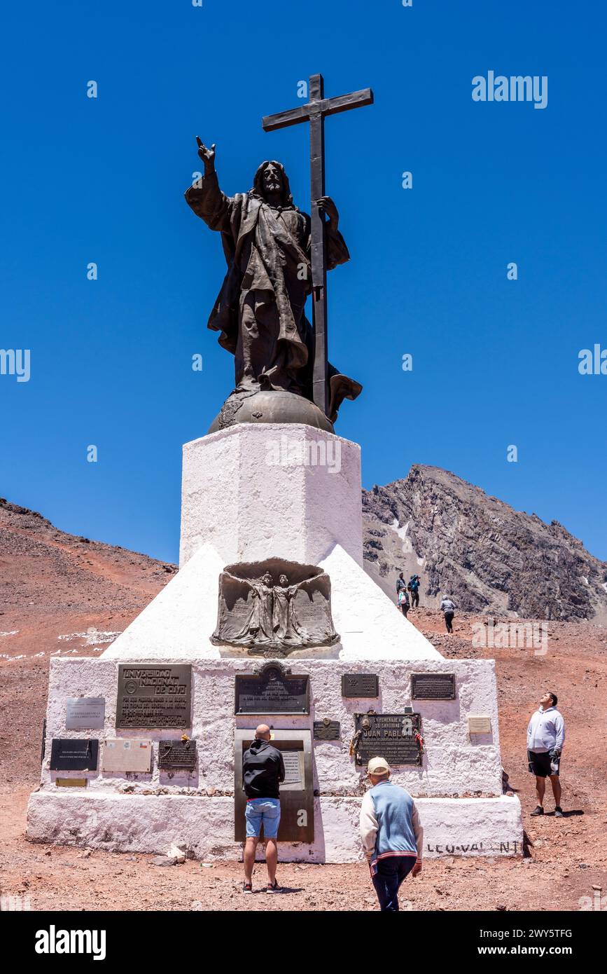 Cristo Redentore della Statua delle Ande, Provincia di Mendoza, Argentina. Foto Stock