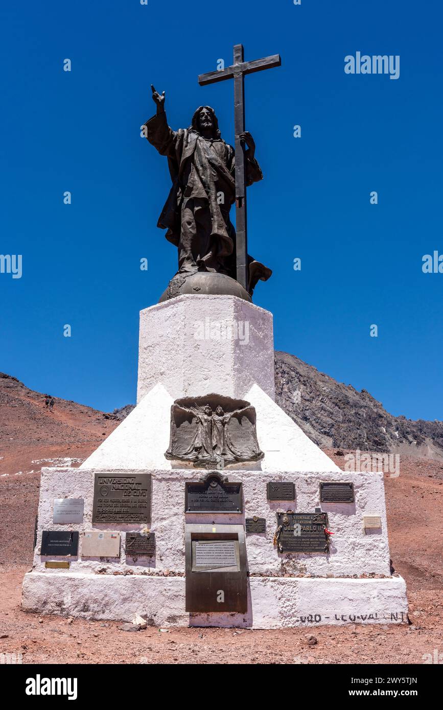 Cristo Redentore della Statua delle Ande, Provincia di Mendoza, Argentina. Foto Stock