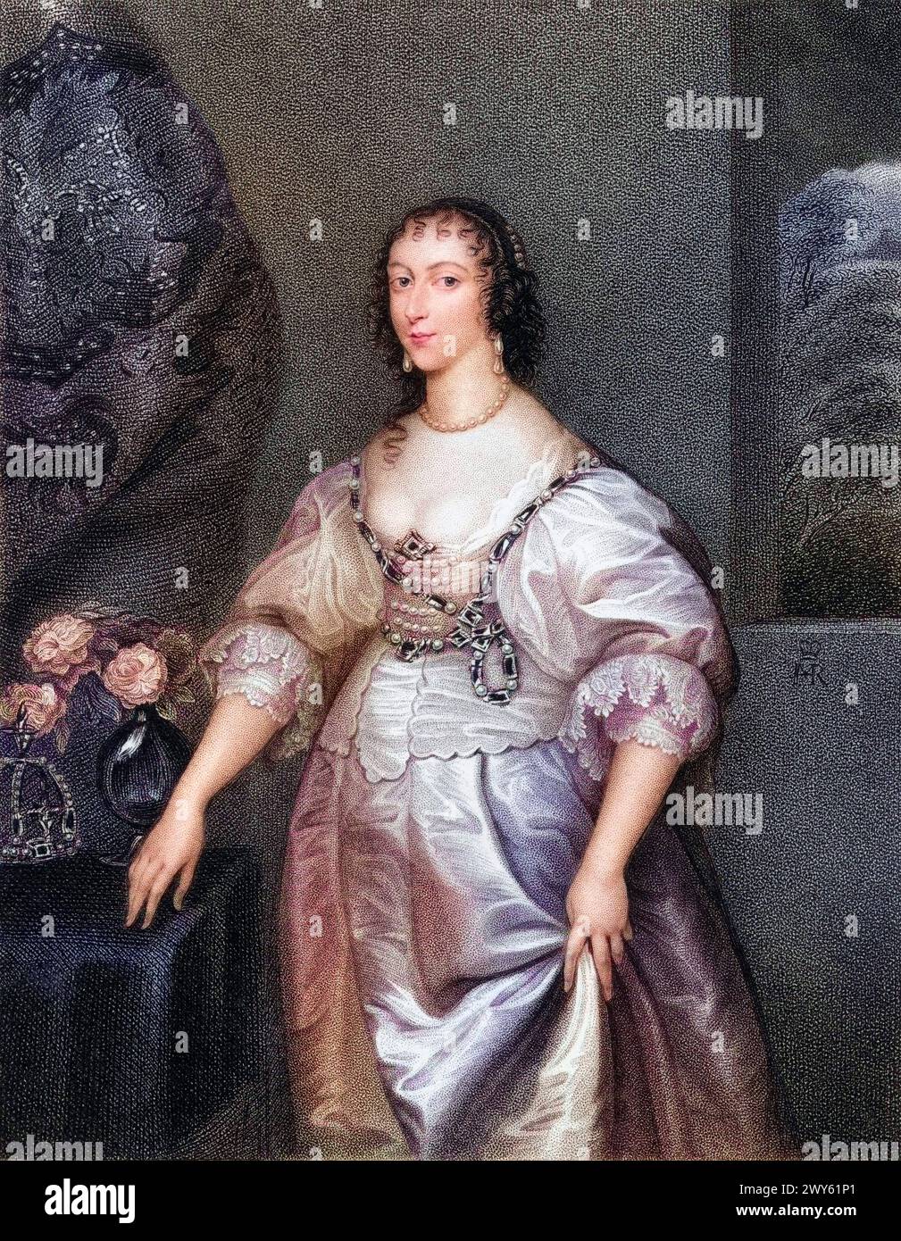 Henrietta Maria geb. 15. Novembre 1609 a Parigi, Gest. 10. Settembre 1669 a Schloss Colombes War durch ihre Heirat mit Karl I. von 13. Juni 1625 bis Foto Stock