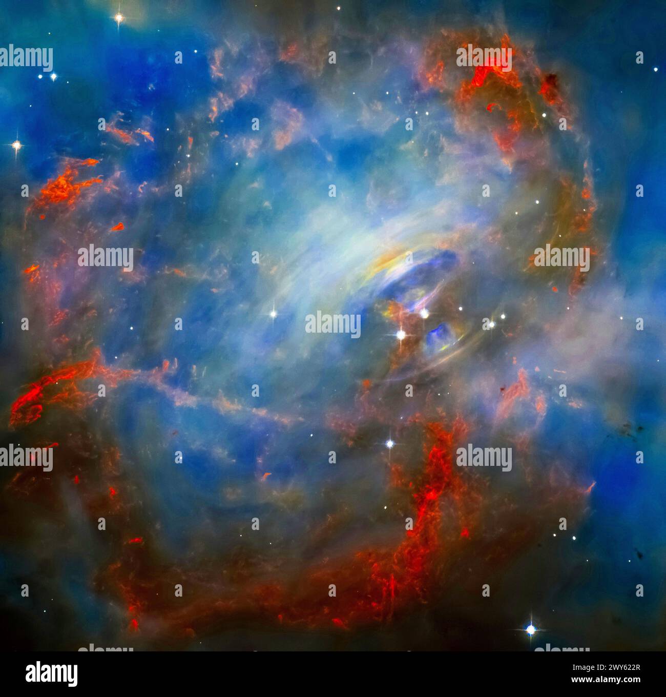 Il nucleo della nebulosa granchio. Miglioramento digitale di un'immagine da parte della NASA Foto Stock