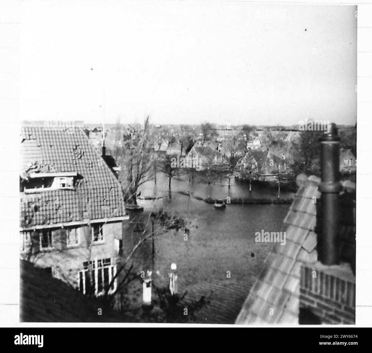 Parti della città di Flushing sono state inondate e le fotografie documentano l'estensione della copertura idrica nell'area. Foto Stock