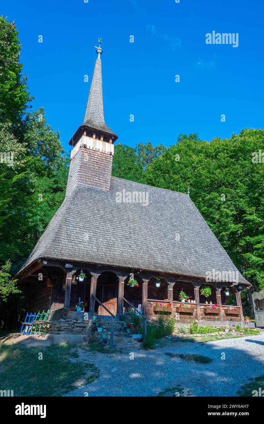 Chiesa in legno al museo etnografico Astra di Sibiu, Romania Foto Stock