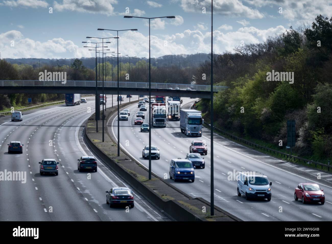 Regno Unito, Inghilterra, autostrada M25, luce diurna Foto Stock