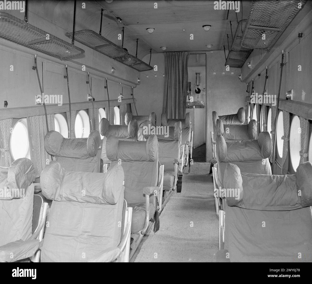 COMANDO DI TRASPORTO DELLA ROYAL AIR FORCE, 1943-1945. - Il compartimento passeggeri di un Avro York del comando trasporti a Lyneham Wiltshire. , Foto Stock