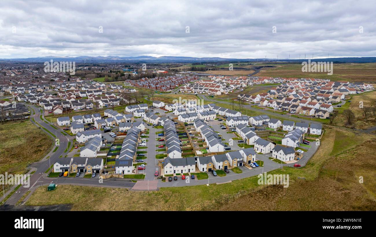Vista aerea della tenuta residenziale Heartlands, Polkemmet, Whitburn, West Lothian, Scozia Foto Stock