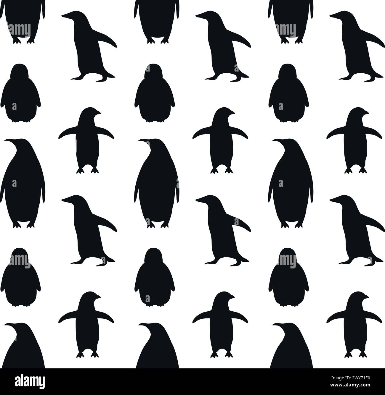 Modello vettoriale senza cuciture della silhouette del pinguino Illustrazione Vettoriale