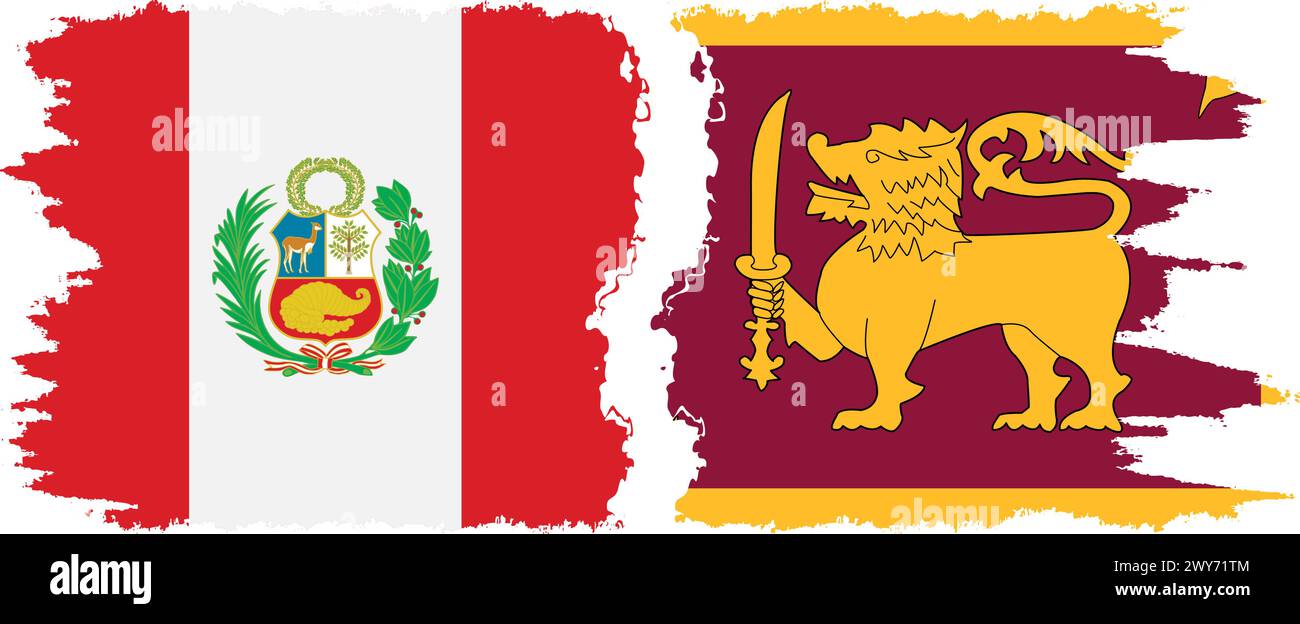 Sri Lanka e Perù grunge bandiere connessione, vettore Illustrazione Vettoriale