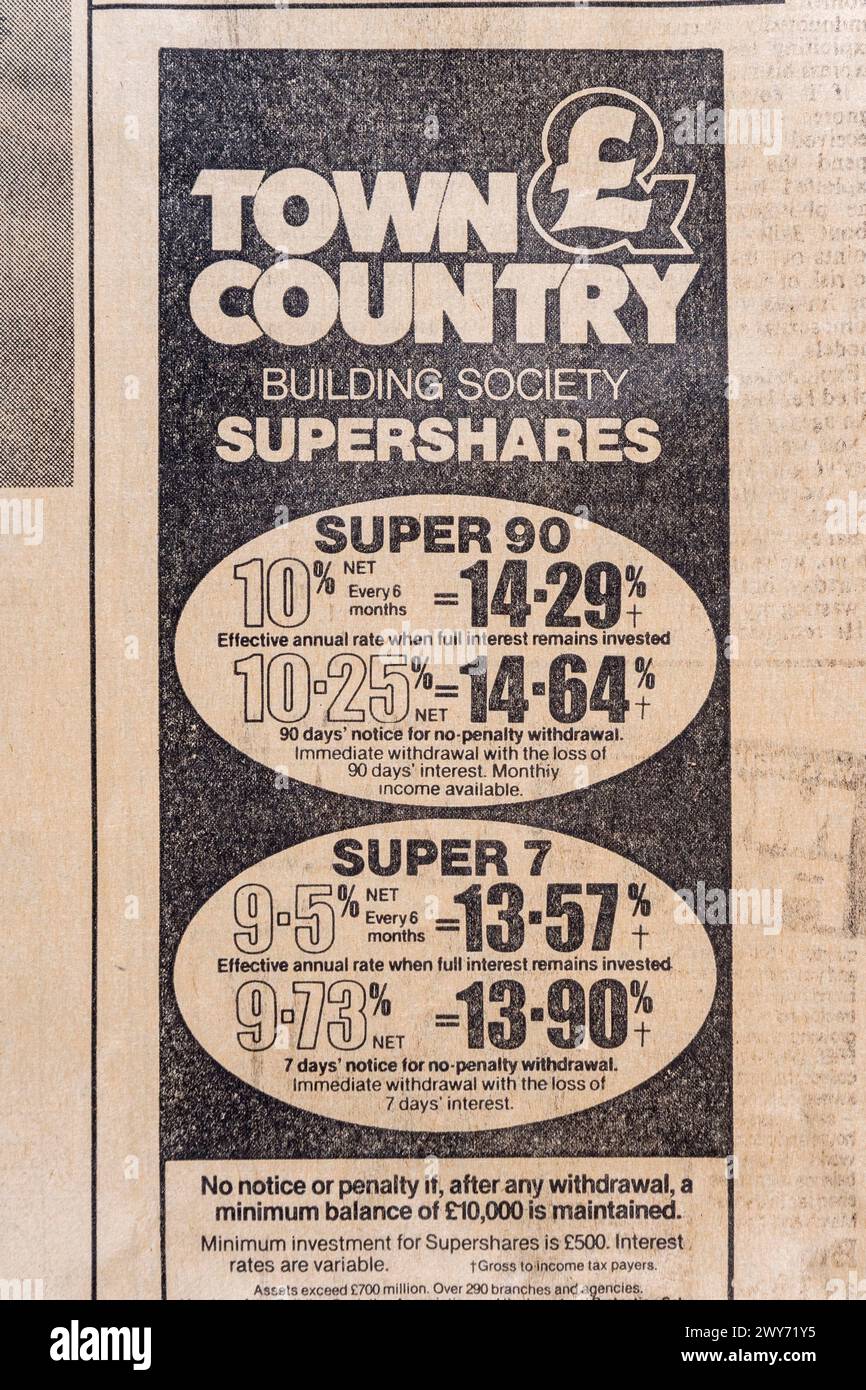 Pubblicità per la società di costruzione di città e campagna sul quotidiano Sunday Times (copia originale), 7 ottobre 1984. Foto Stock