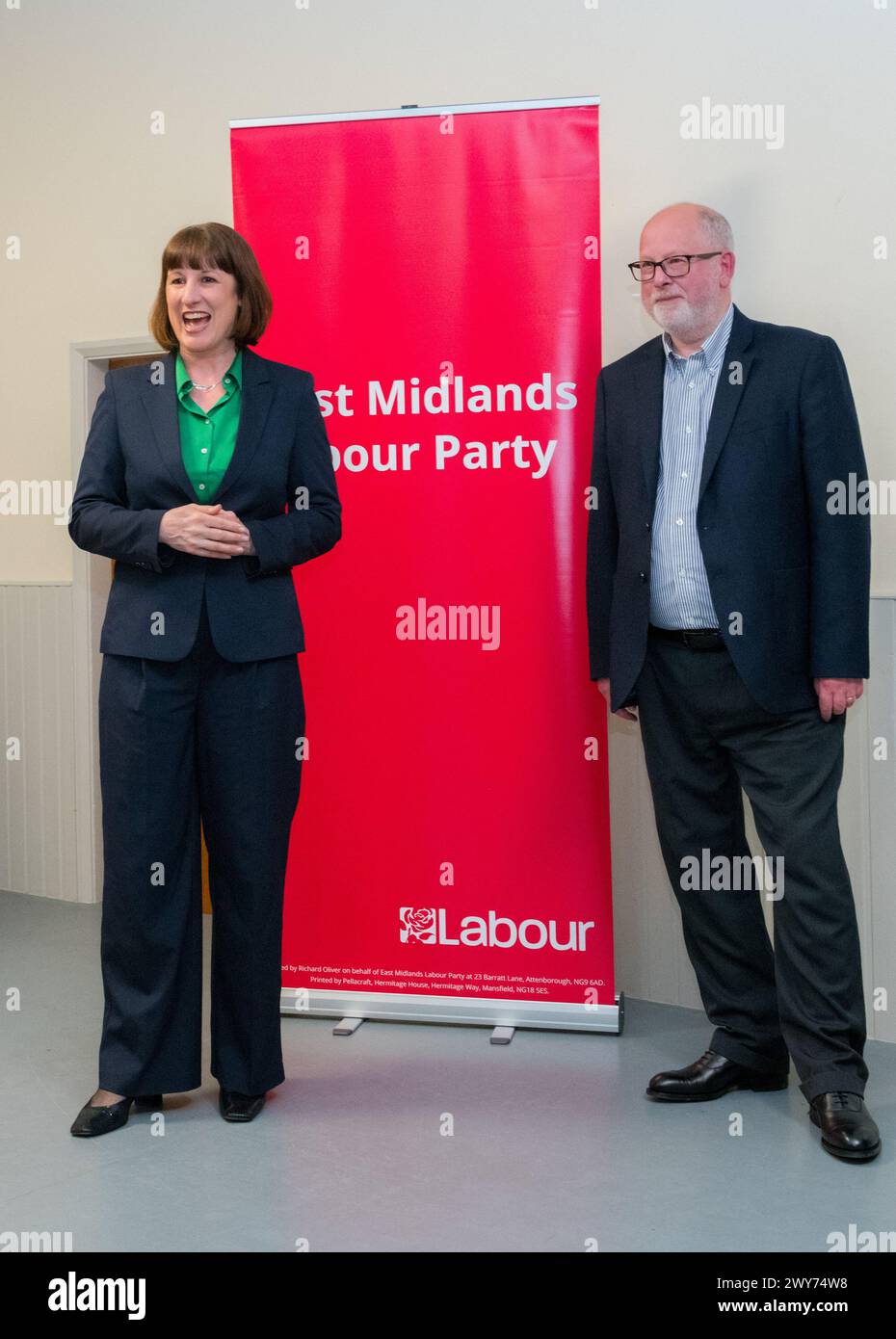Rachel Reeves, Cancelliere ombra del Partito Laburista e Steve Yemm il P.P.C. per Mansfield, Nottinghamshire. Foto Stock