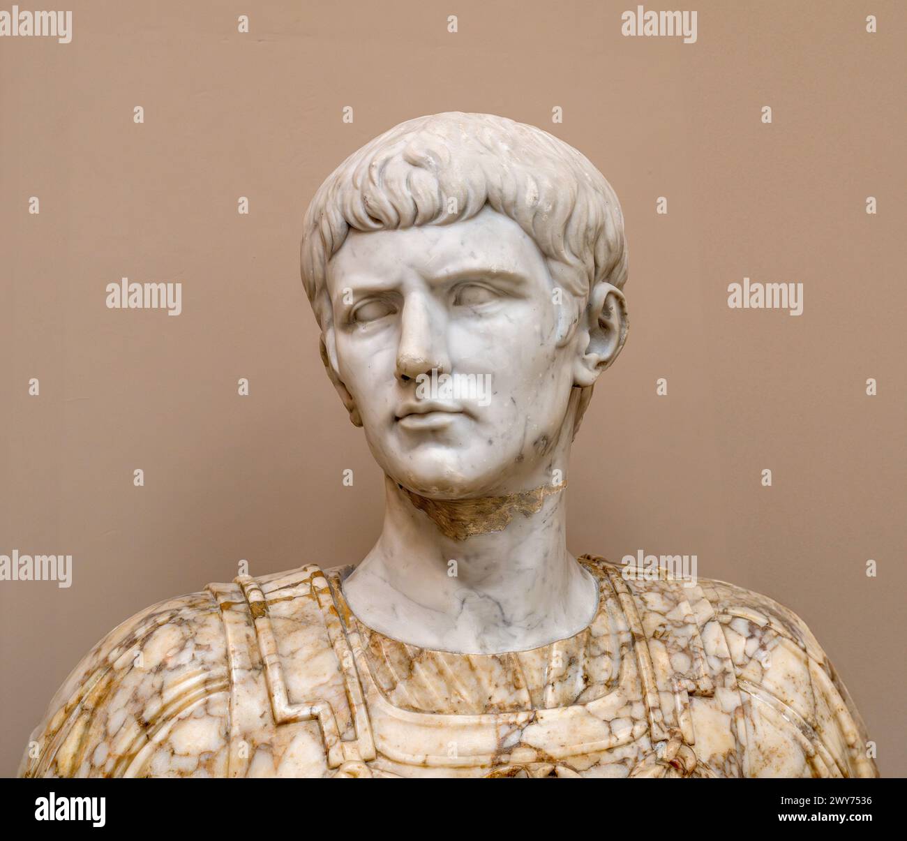 Caligola. Testa marmorea dell'imperatore Gaio Giulio Cesare Augusto Germanico (12-41), ca. 1700-1800 Foto Stock