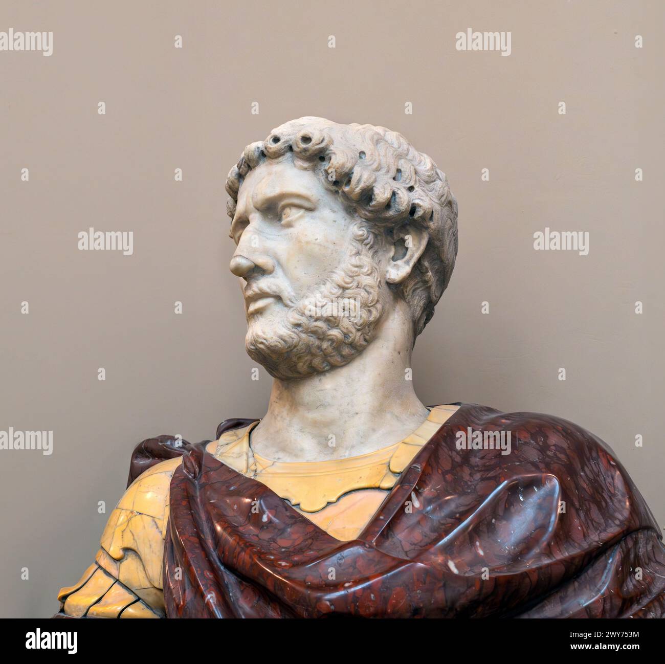 Testa di marmo dell'imperatore romano Adriano (76 d.C. – 138 d.C.), 1650-60 ca Foto Stock