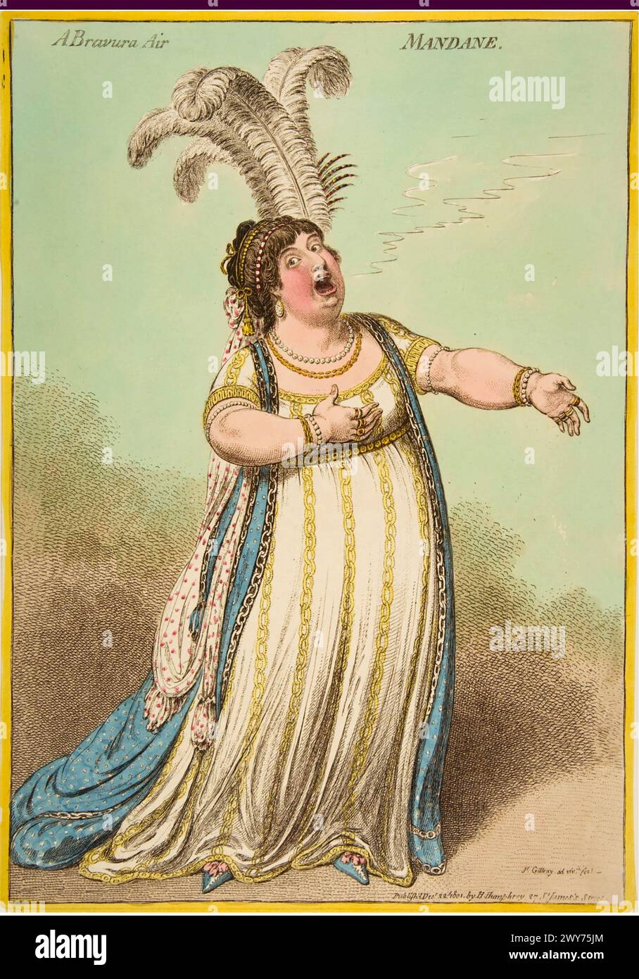 JAMES GILLRAY (1756-1815) fumettista inglese. Il suo disegno del 1801 della cantante Elizabeth Bullington "A Bravura Air - Mandane" Foto Stock