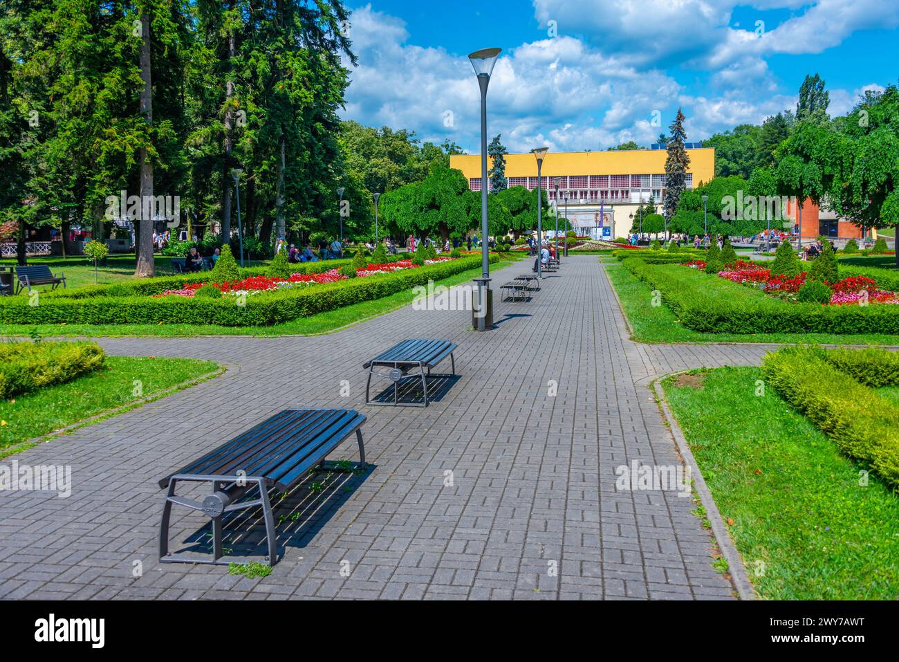 Parco termale nella città di Vrnjacka Banja in Serbia Foto Stock