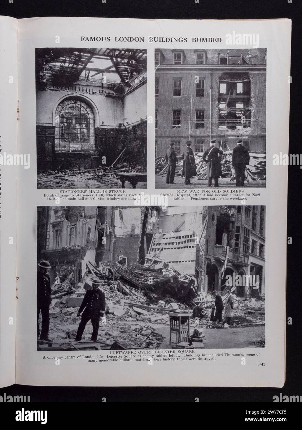 Immagini che mostrano i risultati del bombardamento della Luftwaffe a Londra, la storia pittorica della guerra di Hutchinson (n. 5, serie 8), pubblicata nel novembre 1940. Foto Stock
