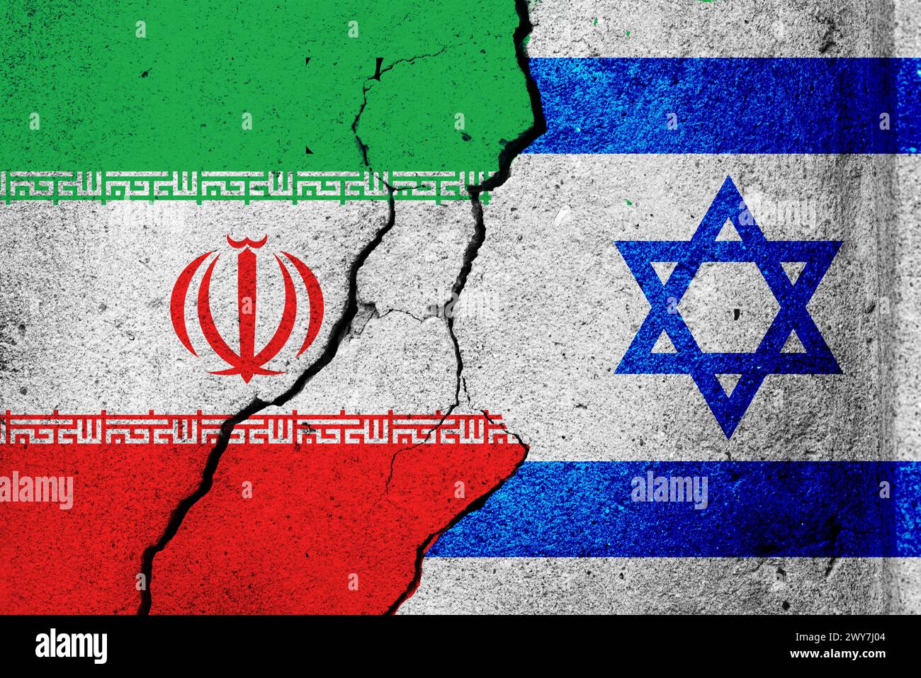 Iran e Israele bandiere Stock Photo Iran attacca Israele Foto Stock