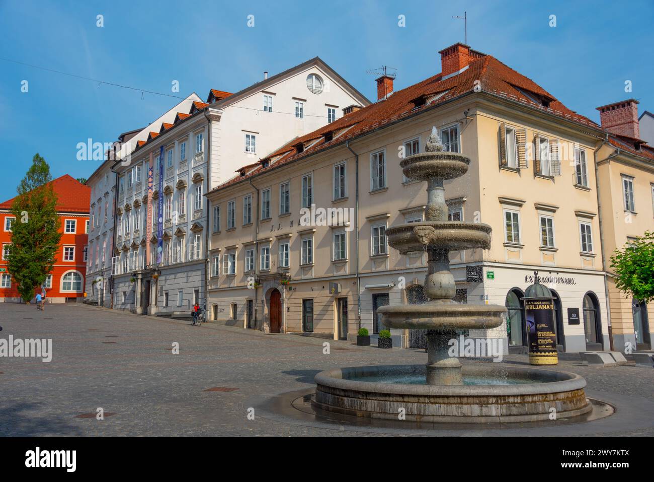 Piazza Novi Trg a Lubiana, Slovenia Foto Stock